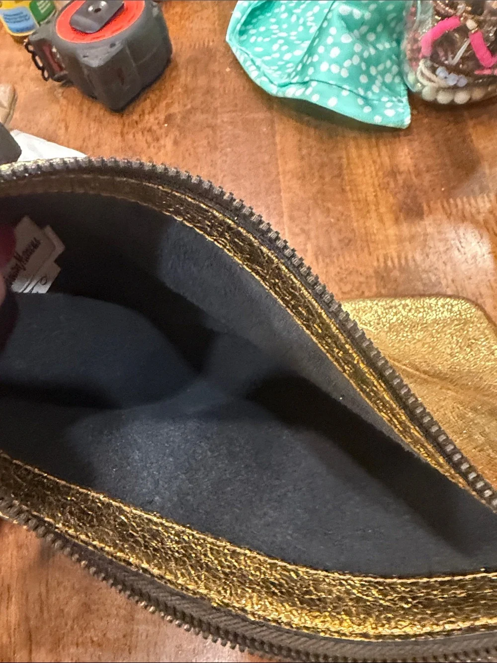 Marc Jacobs Metallic Bronze-Gold Zip Pouch